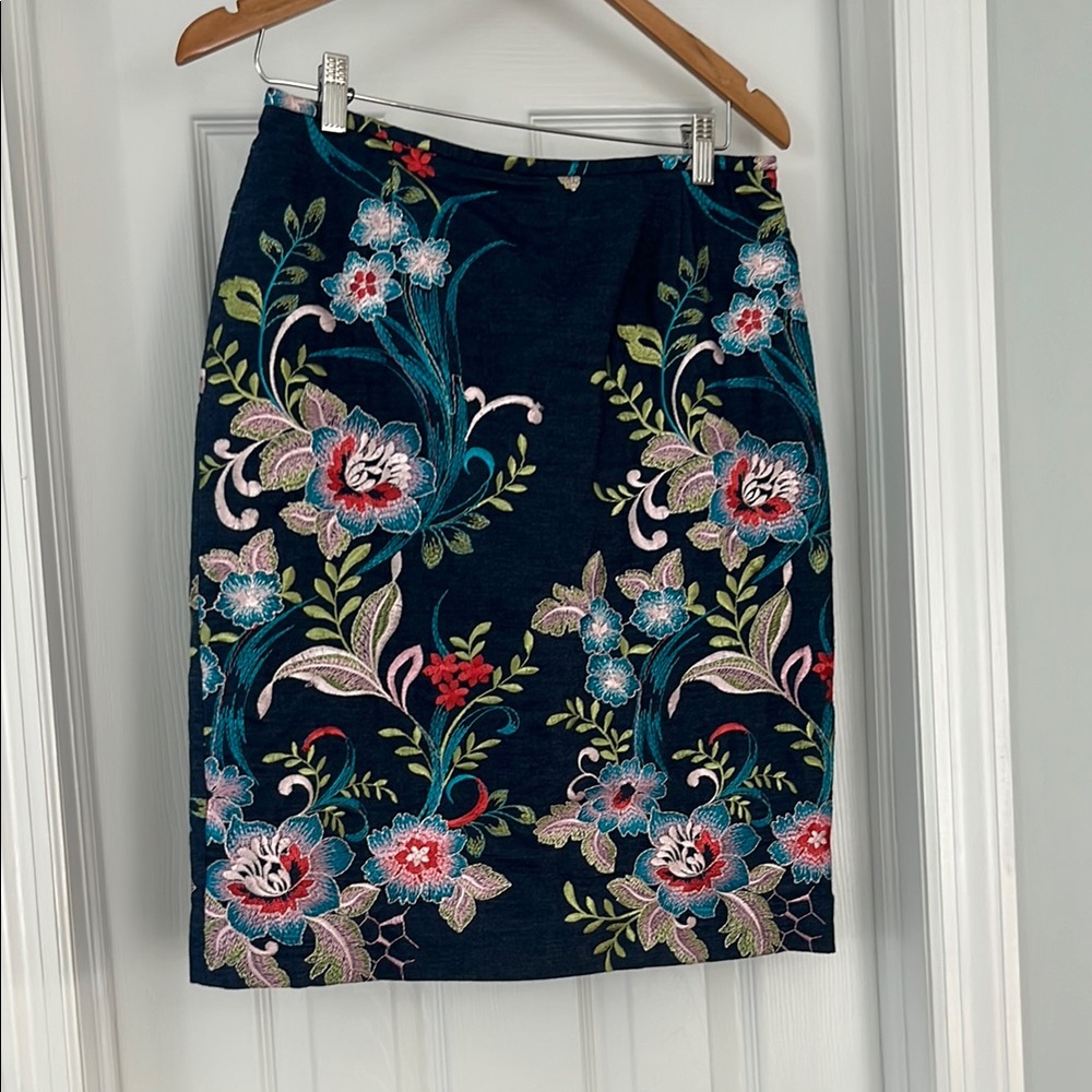 Tahari ASL Pink Tan Embellished Pencil Skirt Cocktail